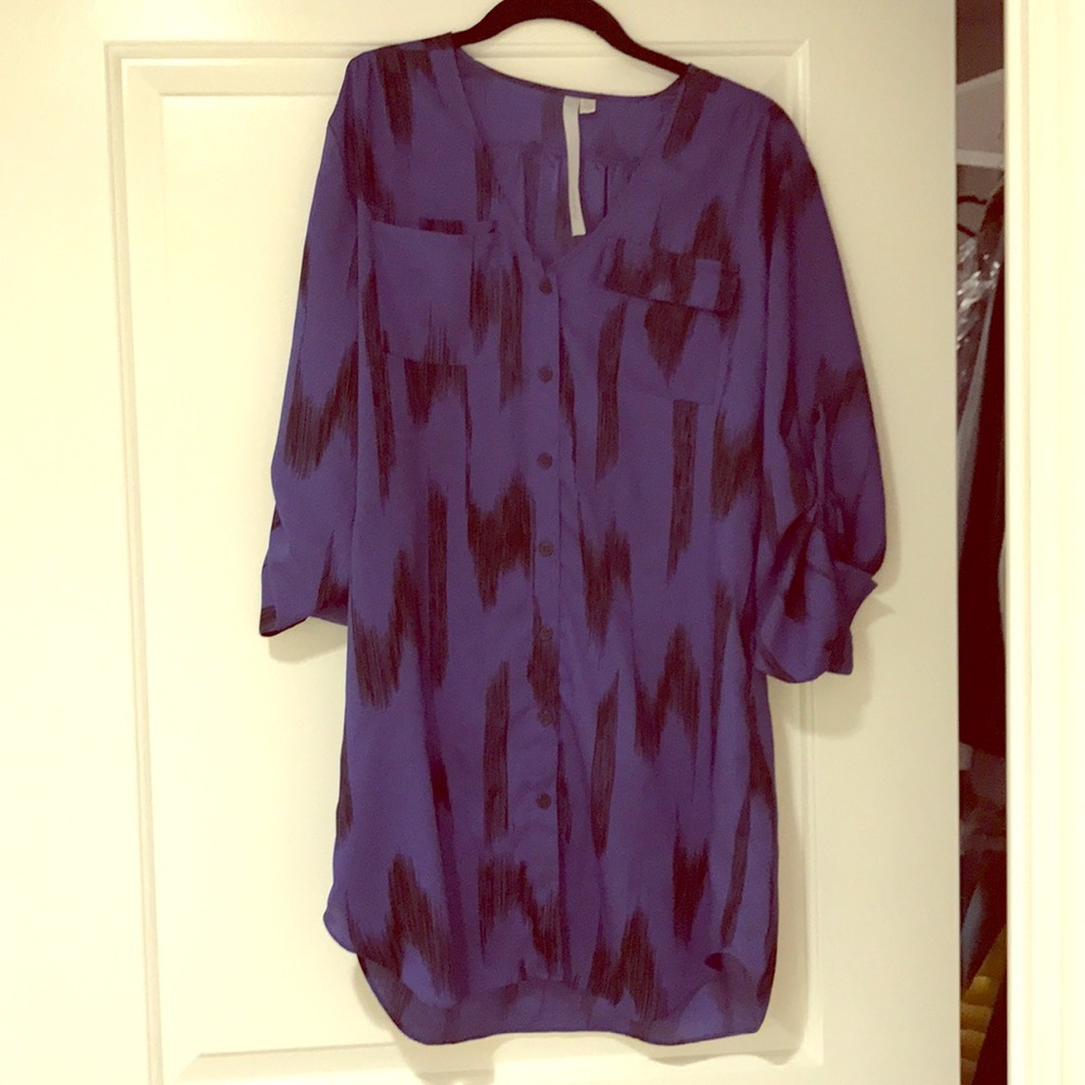 Navy blue and black silk dress